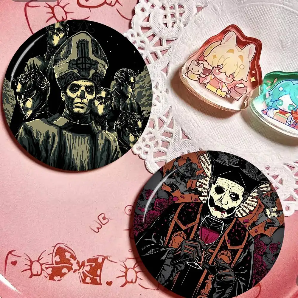 G-Ghost Band 32/44/58mm Handmade Pin Round Funny Snap-in Brooches for Backpack Cothes Accessories Badge Hat Decoration