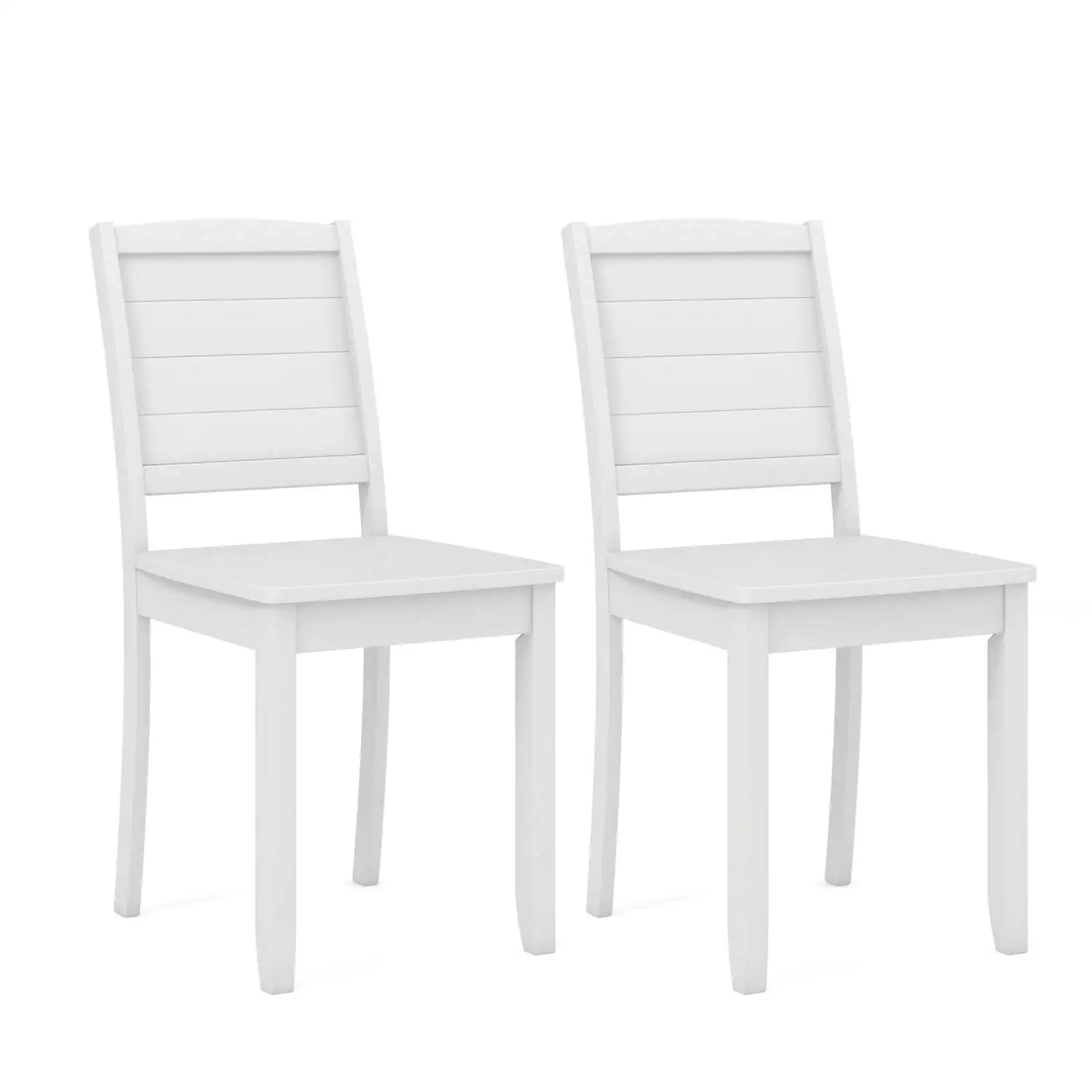 

Armless Wood Dining Chair Set of 2 w/ Rubber Wood Legs Curved Backrest Kitchen