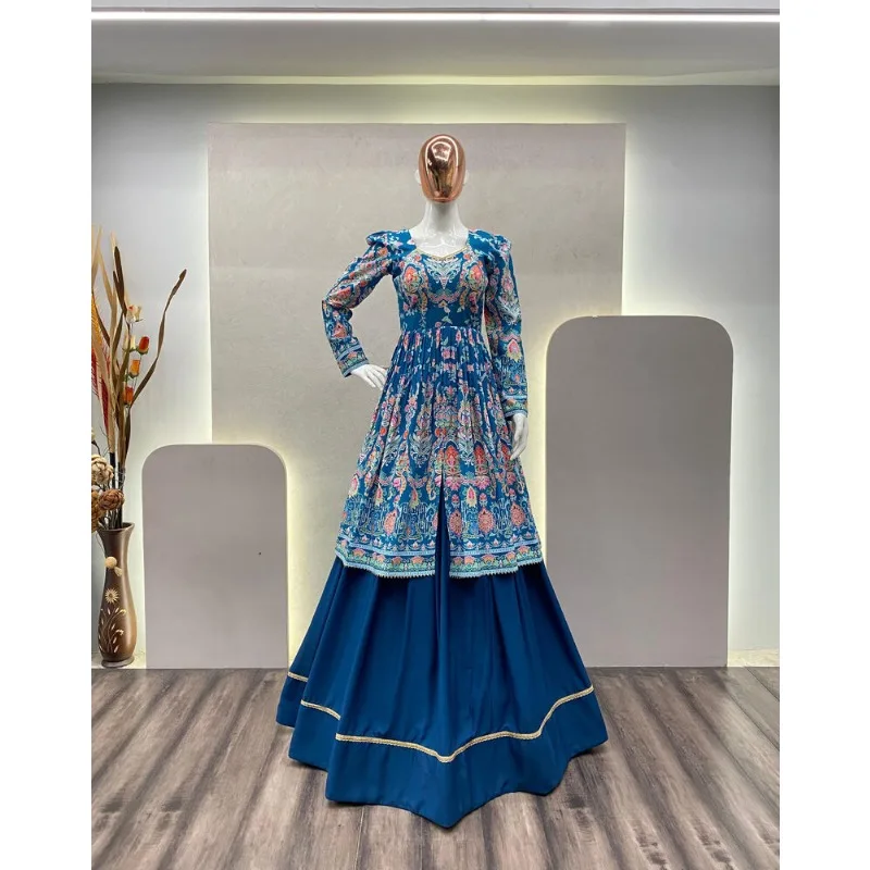 Niebieski projektant Lehenga CholI Bollywood Wedding Party in India Pakistani Wear Readymade