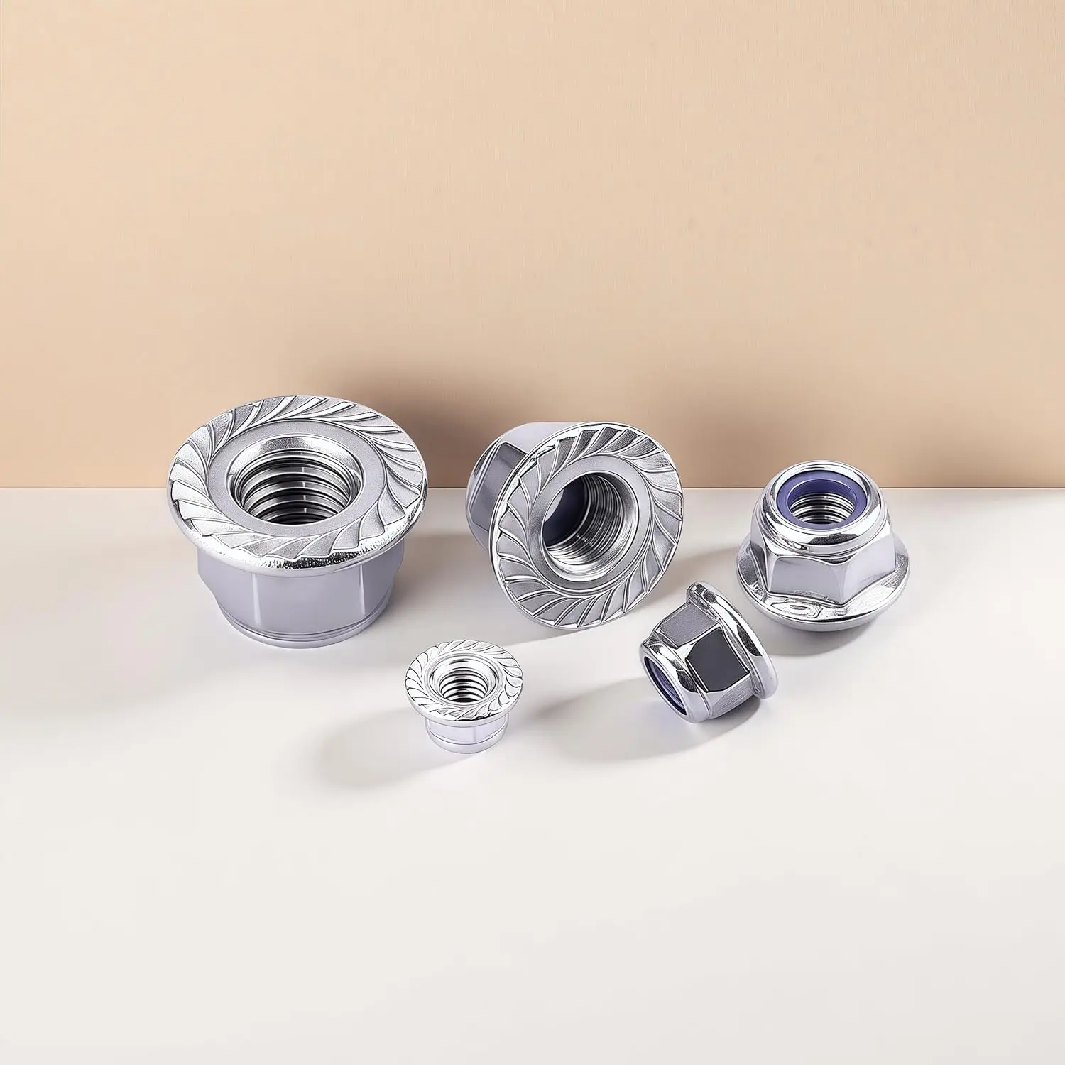 Picture 5: WZHUIDA M3 M4 M5 M6 M8 M10 M12 Flange Lock Nuts DIN 6926, A2 Stainless Steel Hex Flange Nuts with Serrated Flange, Self-Locking
