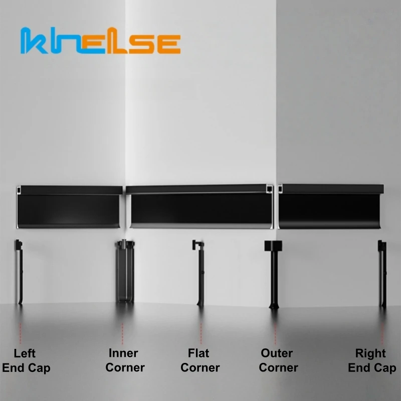 5pcs H10/12/15cm High LED Skirting Line Accessories Embedded Wall Baseboard Internal External Corner Connector End Cap LTA36
