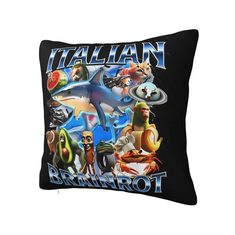 Italian Brainrot Shark Meme Design Cushion Cover 66x66 cm Polyester Throw Pillow Case For Sofa Decoration Bedding Pillowcase