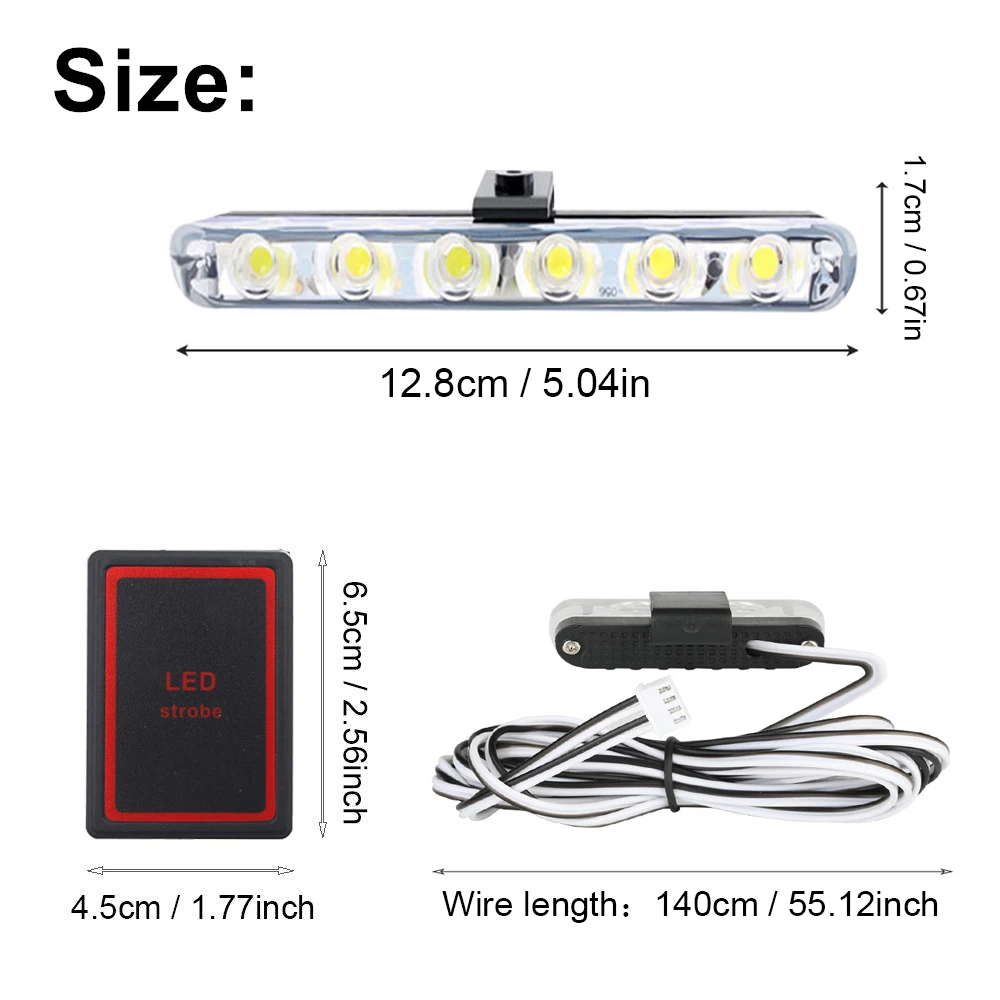 Yellow 6 LED Car Bumper Grille Light with Wireless Remote Control LED Emergency Strobe Lights Vehicle Grid Flash Signal Lamp 12V - view 3