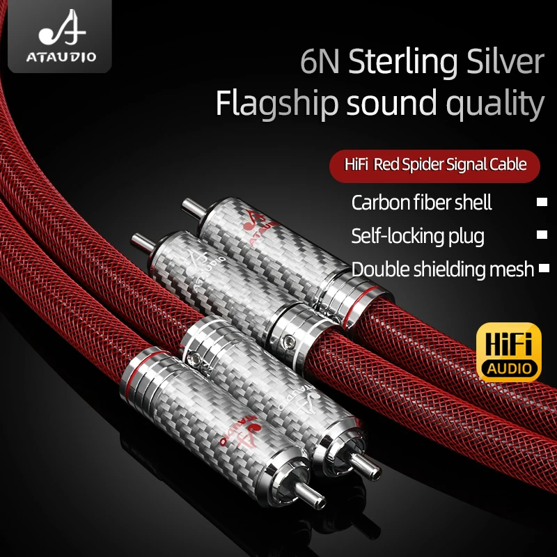 Jedna para kabla połączeniowego rca do rca hi-fi 6N Sterling Sliver 2RCA kabel Audio radio HIFI do wzmacniacza DAC