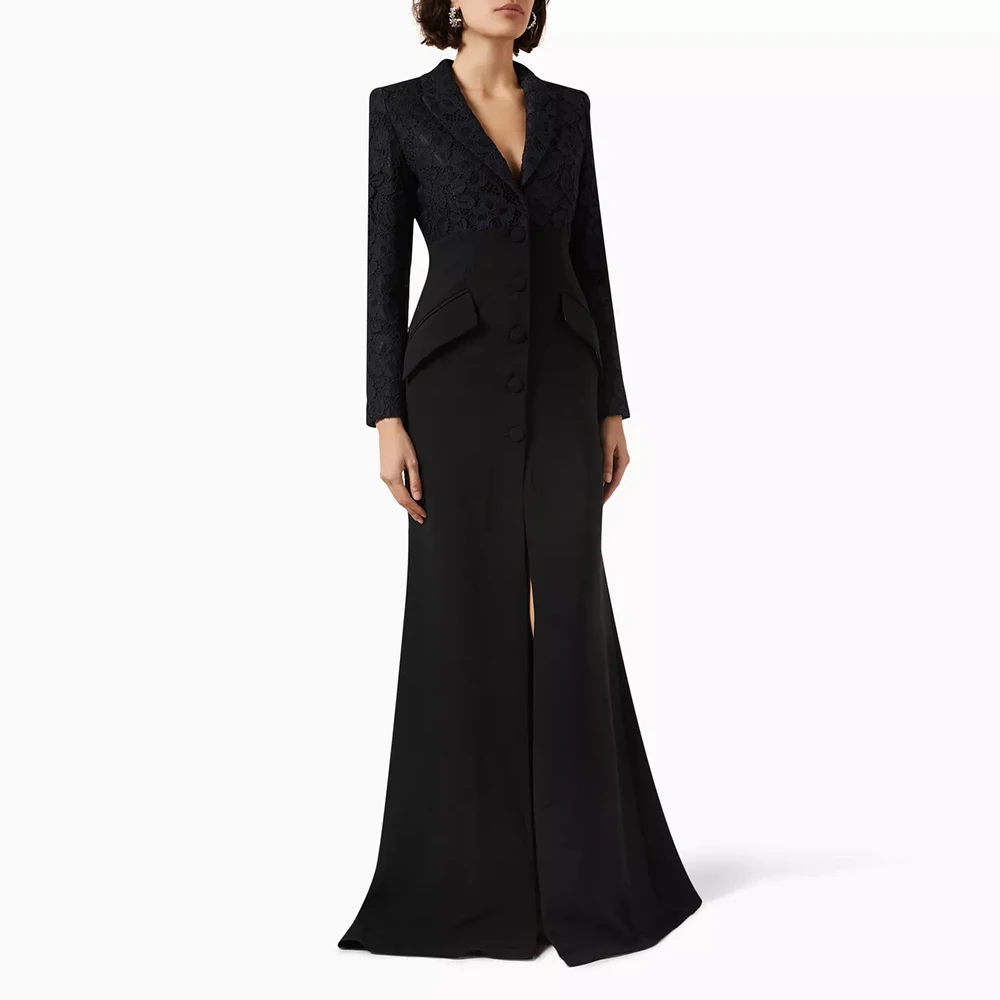 

Epoch Evening Dresses فساتين مناسبة رسمية Elegant Lace-embroidered Gown in Crepe Gowns Cocktail Party Prom Dress with Slit