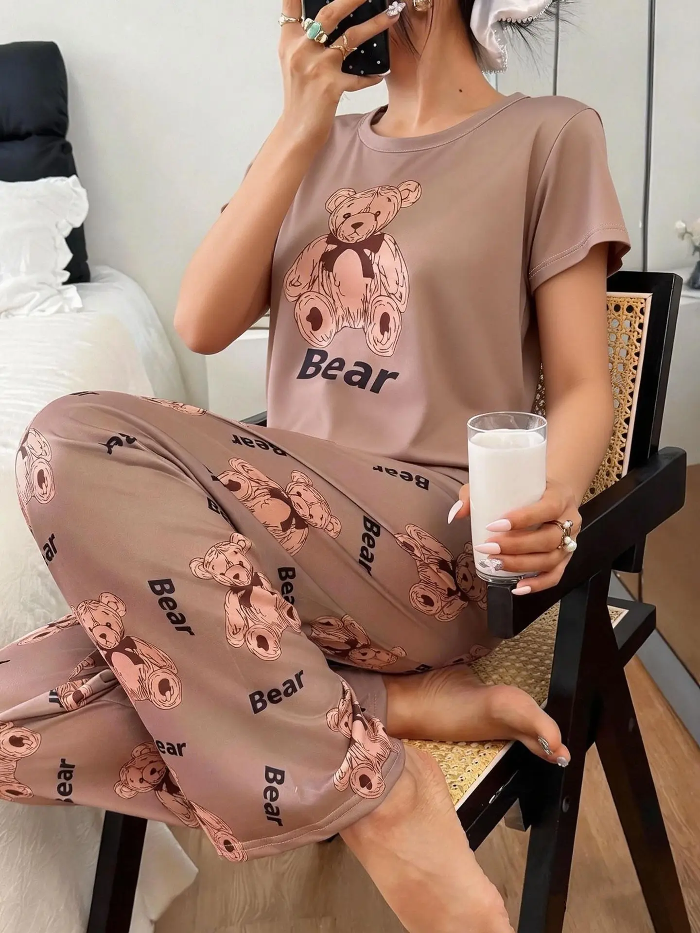 Pyjama Femmes 2 Piece Set Short Sleeve Sleepwear Women Home Suit for Women Pajama Night Wear Ladies Two-piece Set Woman Pajamas