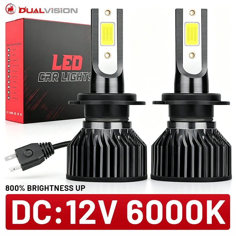 H7 H4 H11 LED Car Headlights Canbus H1 H3 H8 H9 HB3 HB4 9005 9006 9012 HIR2 Auto Headlamp COB Chips 6000K Bulb 12V 24V Fog Light