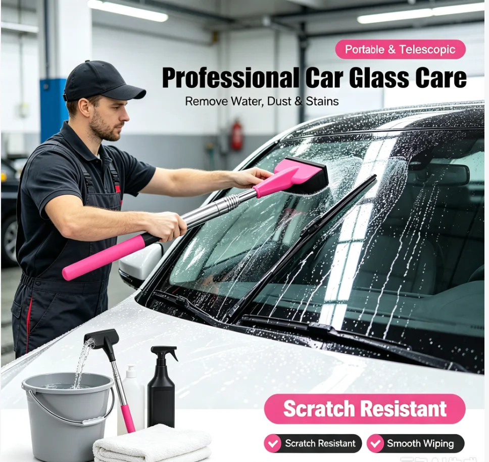 Rearview Mirror Wiper Retractable Handle Portable Rubber Squeegee Cleaning Tools Car Rearview Mirror Rain Remover for Vehicle
