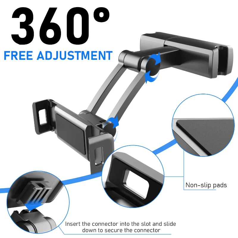 2022New Car Back Seat Headrest Phone Holder Stretchable Tablet Stand Rear Pillow Adjustment Bracket For Ipad Auto Backseat Mount