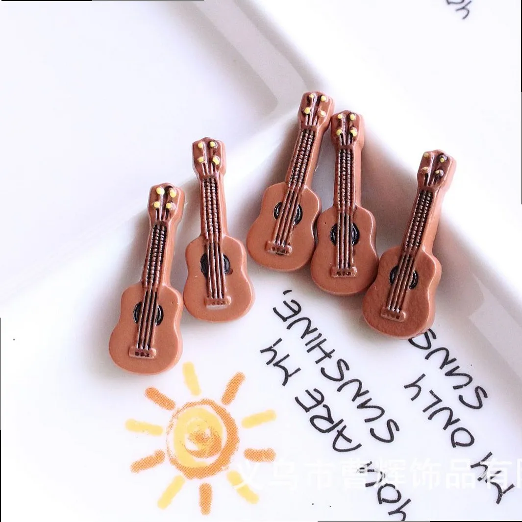100pcs Kawaii Resin Mini Guitar Flatback Charms for DIY Accessories for Phone Case Hairpin Keychain Scrapbook Decor