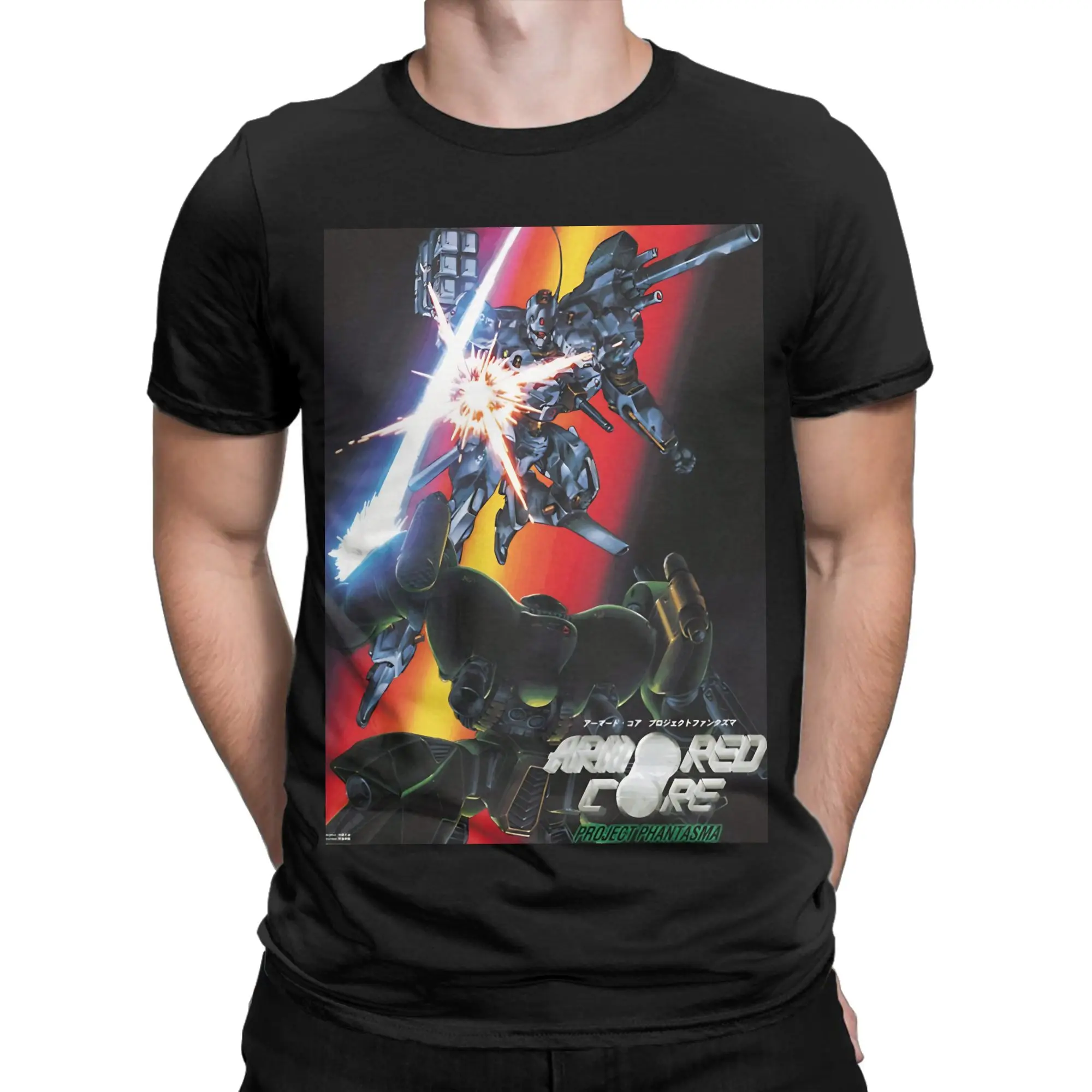 Armored Core Project Phantasma Graphic 100% Cotton T-Shirt Armored Core Tees Tops For Men
