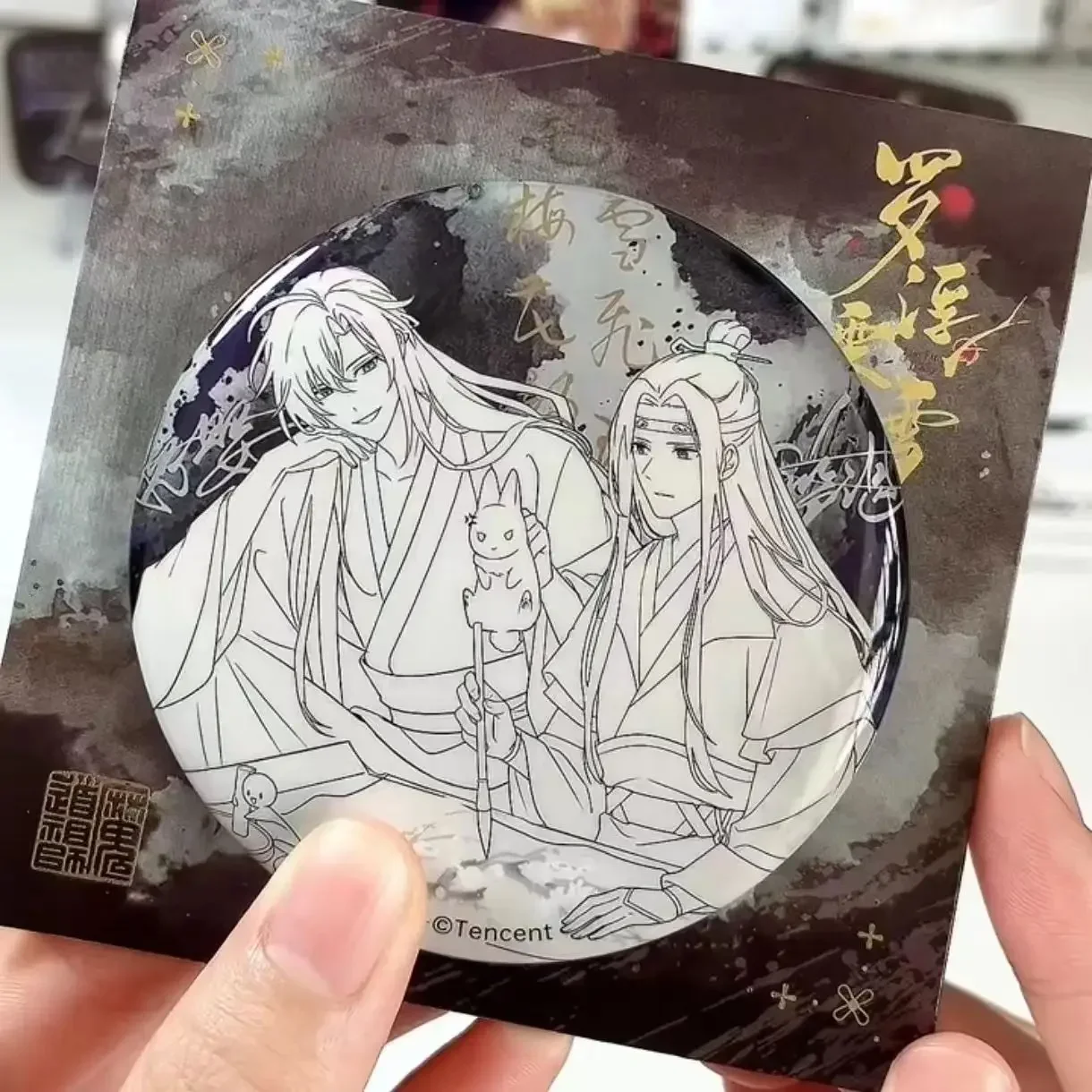 

Anime Grandmaster of Demonic Cultivation WeiWuXian LanWangJi Cosplay Cartoon Chinese Ink Painting Round Tinplate Badge Xmas Gift