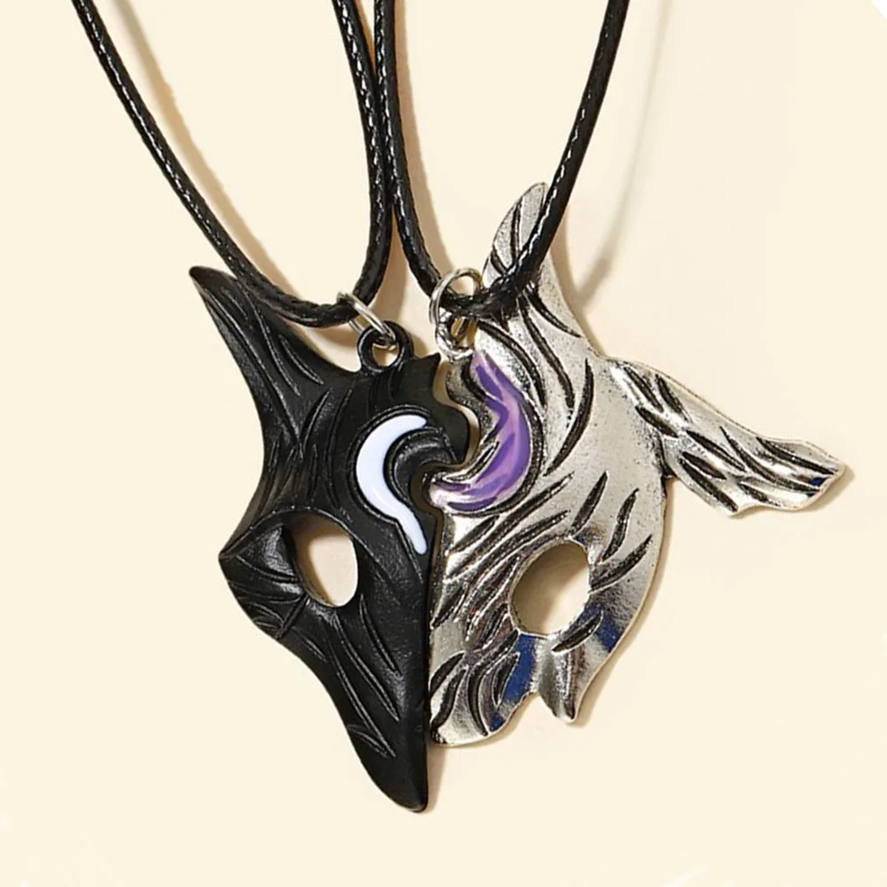 Collar de la amistad con personalidad para parejas, máscara de lobo y cordero Kindred de 2 piezas, costura de oveja y Lobo, colgante, regalo del Día de San Valentín