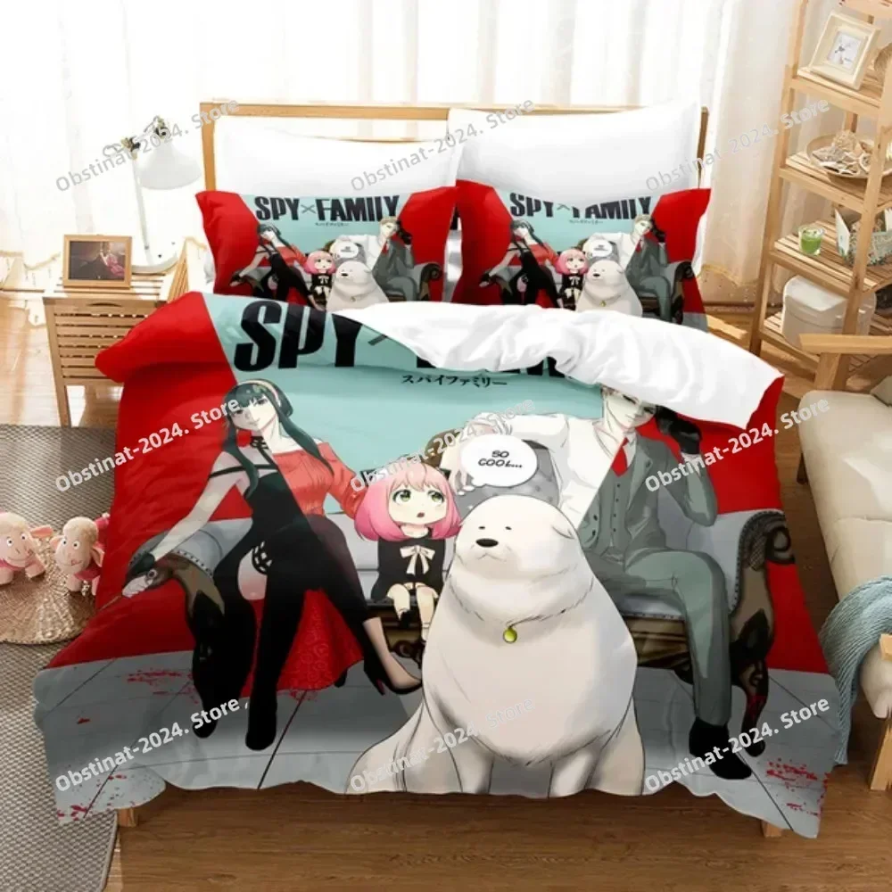 Anime SPY×FAMILY Bedding Set Anya Forger Printed Bed Set With Pillowcase Duvet Cover Soft Single Double Queen Super King Size