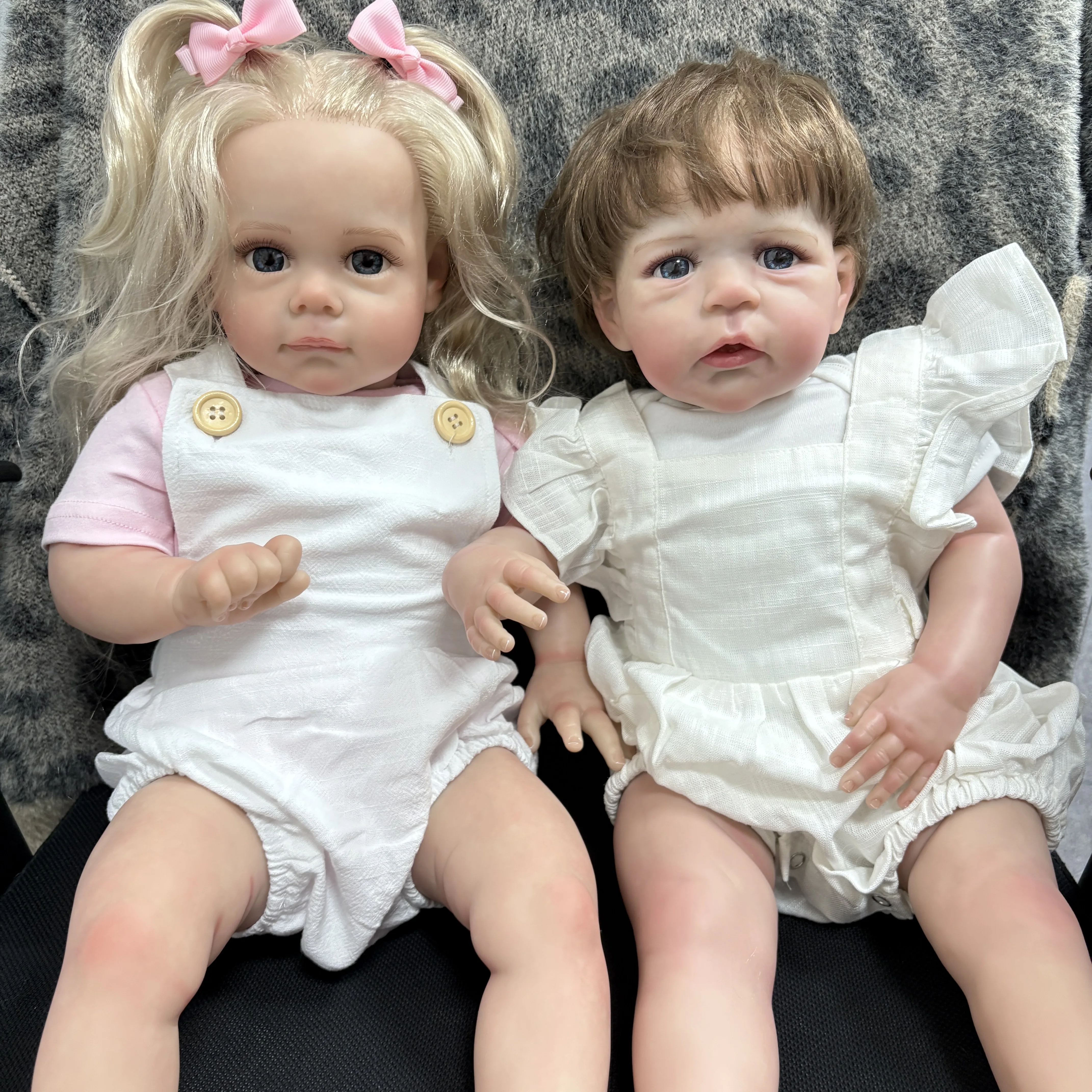 NPK 24''Handgemaakte Collectible Art Doll Genesis Paint 3D Zichtbare Aderen Reborn Baby Maggie en Sandie Levensechte Soft Touch Bebe Gift