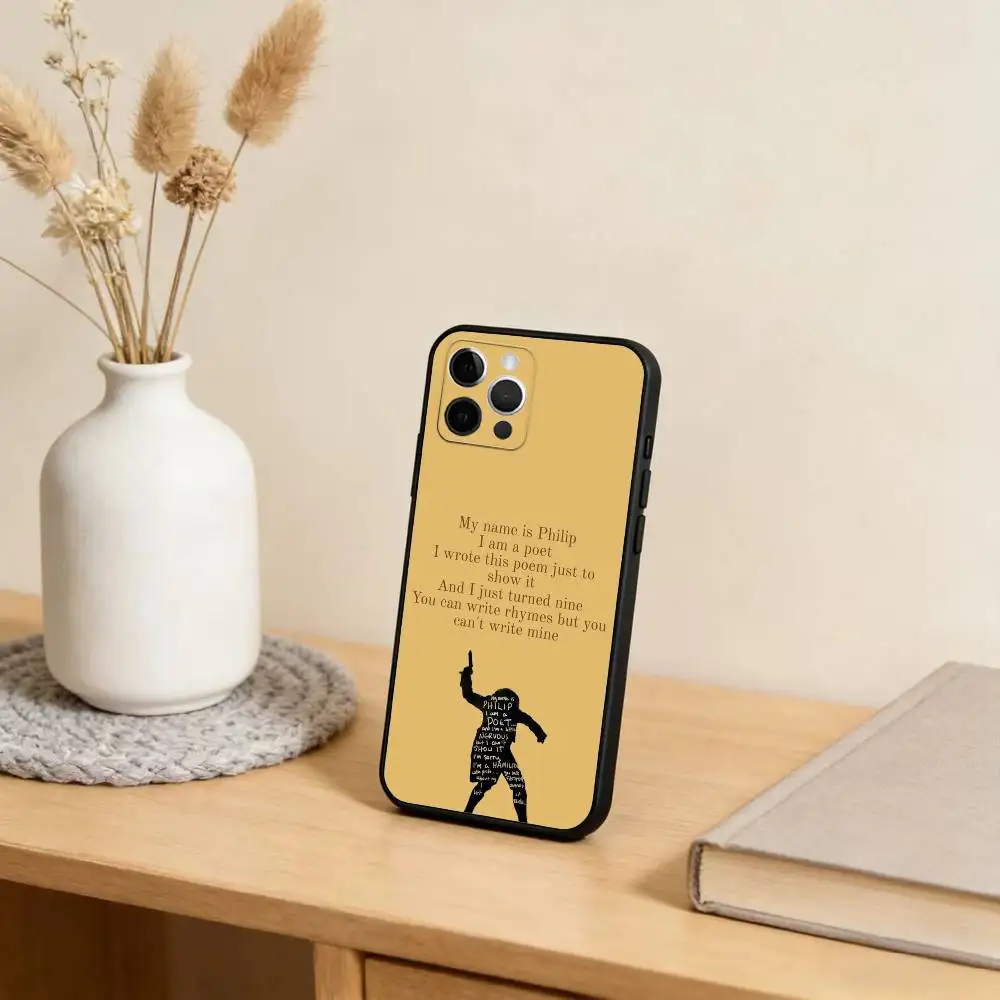 حافظة هاتف هاميلتون-موسيقية-أغاني آيفون 17,16,15,14,13,12,11 بلس، برو ماكس، XS، غطاء أسود من السيليكون الناعم #6