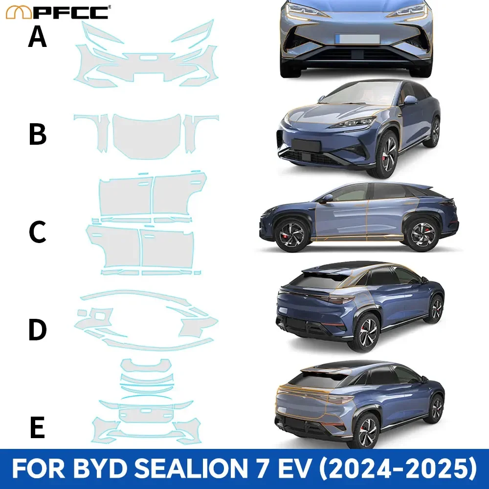 For BYD Sealion 7 EV 2024 2025 9Mil TPU Paint Protection Film Anti-scratch Car Pre-cut PPF Clear Bra Resistant Invisible Cover