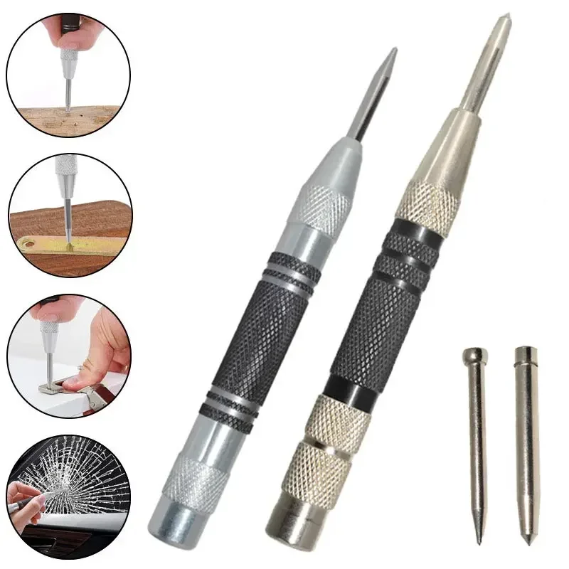 155mm Indicatore di impatto Punch Carico Punzone centrale automatico Set di pin regolabili a molla Pressa per vetro per legno Dent Utensili manuali