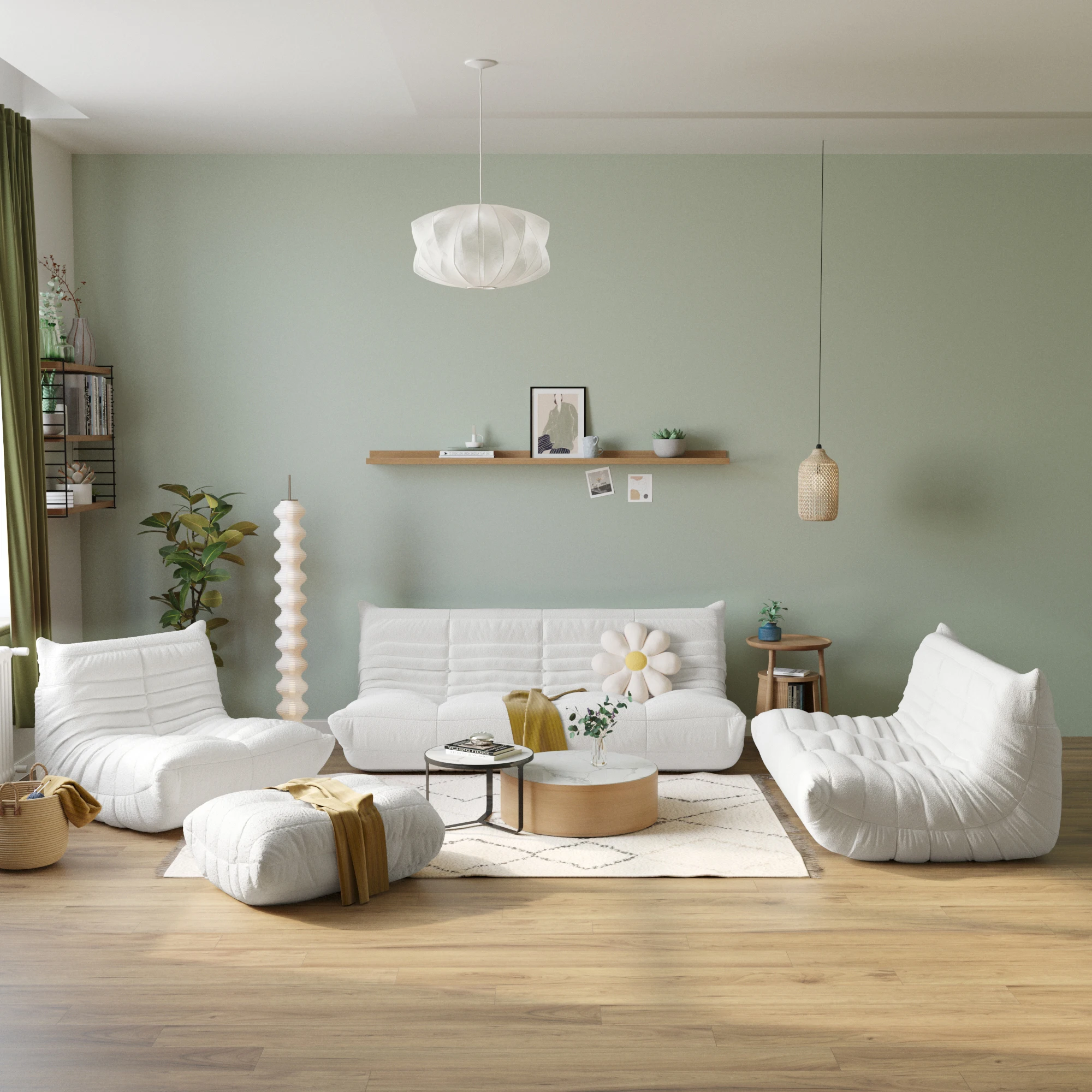 Simple living room sofa 1 2 3 Ottoman seat sofa combination floor Lazy chair sofa set