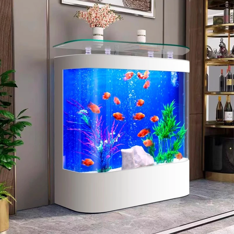 

New Style Simplicity Aquarium Floor Fish Tanks Shrimp Modern Living Room Aquarium Luxury Ecology Home Furniture Acquario Lsyg