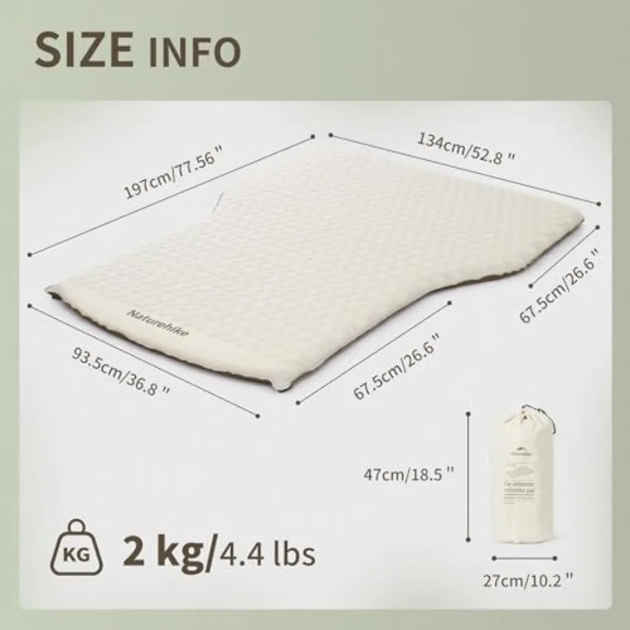 SUV Camping Self-Inflating Car Mattress, 2.56'' Thickened TPU + Memory Foam, Gray, Quick-Deploy Ultra-Comfortable for Outdoors,