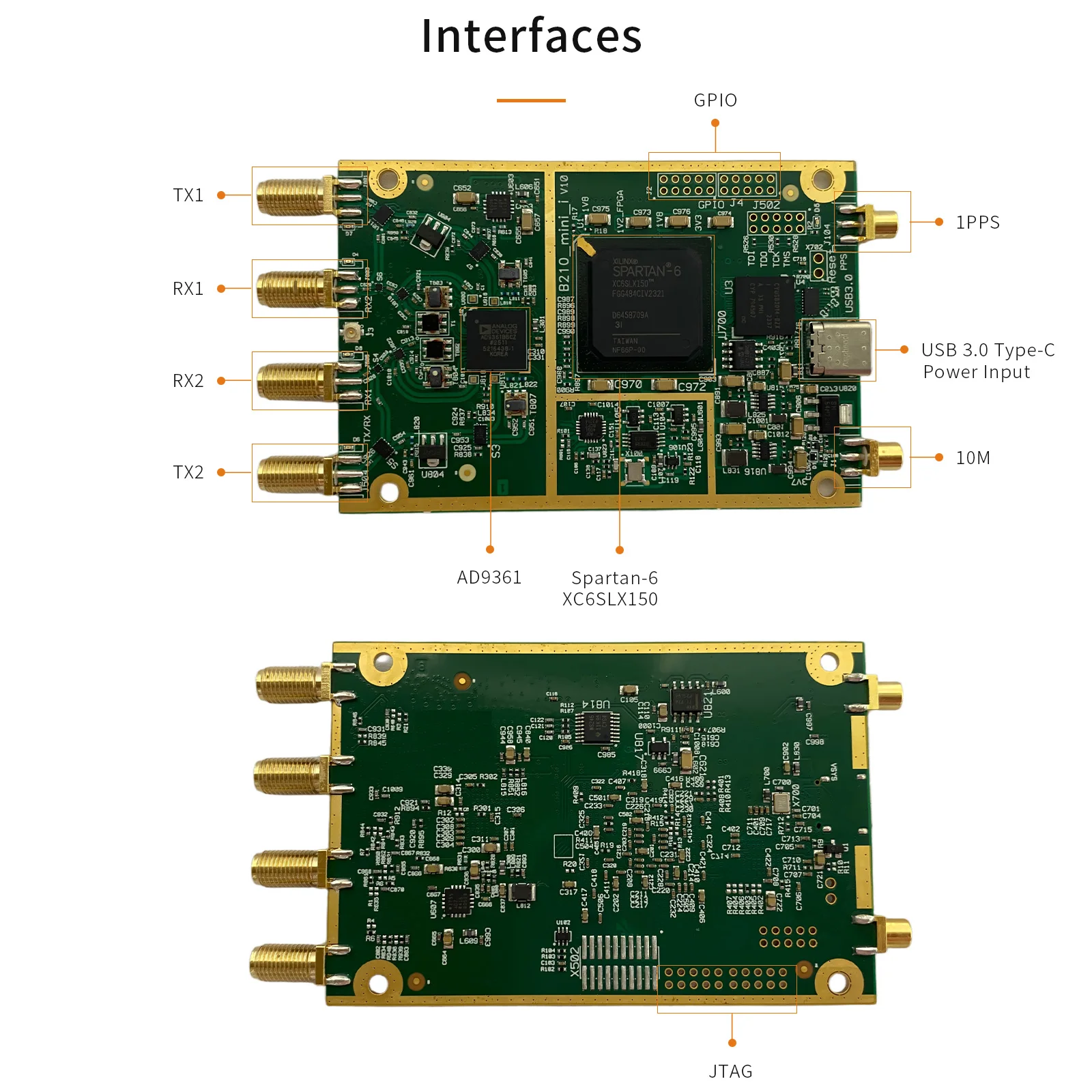 B210-mini-i SDR AMD Spartan-6 XC6SLX150 AD9361 Software Defined Radio USB3.0 Type-C 2TX 2RX Compatible UHD GNU Radio USRP