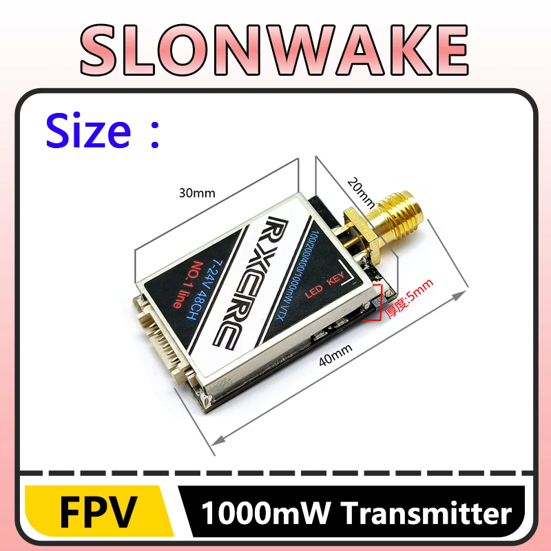 SLONWAKE  5.8G 48CH 1W VTX 100/200/400/1000mW Adjustable Video Transmitter + 1500TVL CMOS FPV Camera 2.1mm Lens for RC Drone view 4