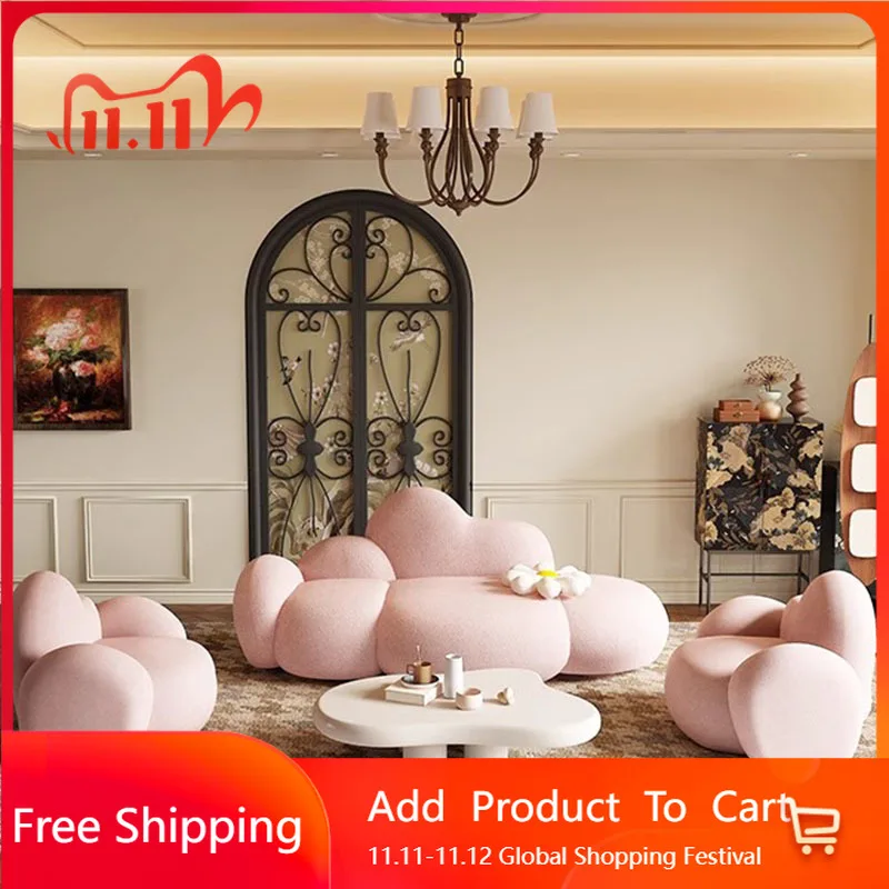 

Cream Wind Decor Sofa Creative Designer High Quality Romantic Trendy Sofas Comfortable Lazy Leisure Luxury Divano Furniture