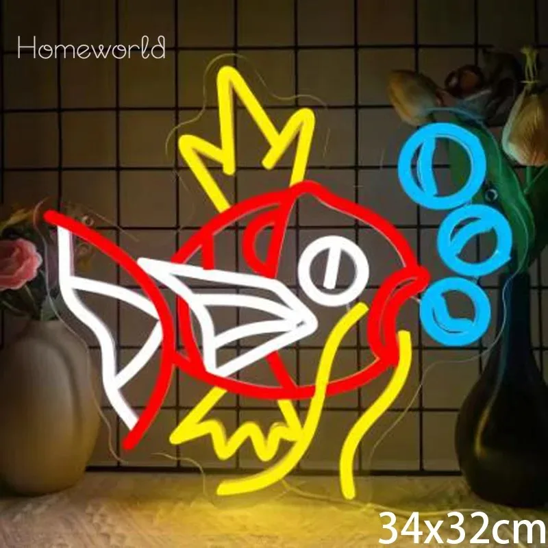 

Pokemon Fish Neon Sign For Wall Decor USB Powered Neon Sign For Home Decortaion Anime Neon Sign For Home Room Kids Gifts