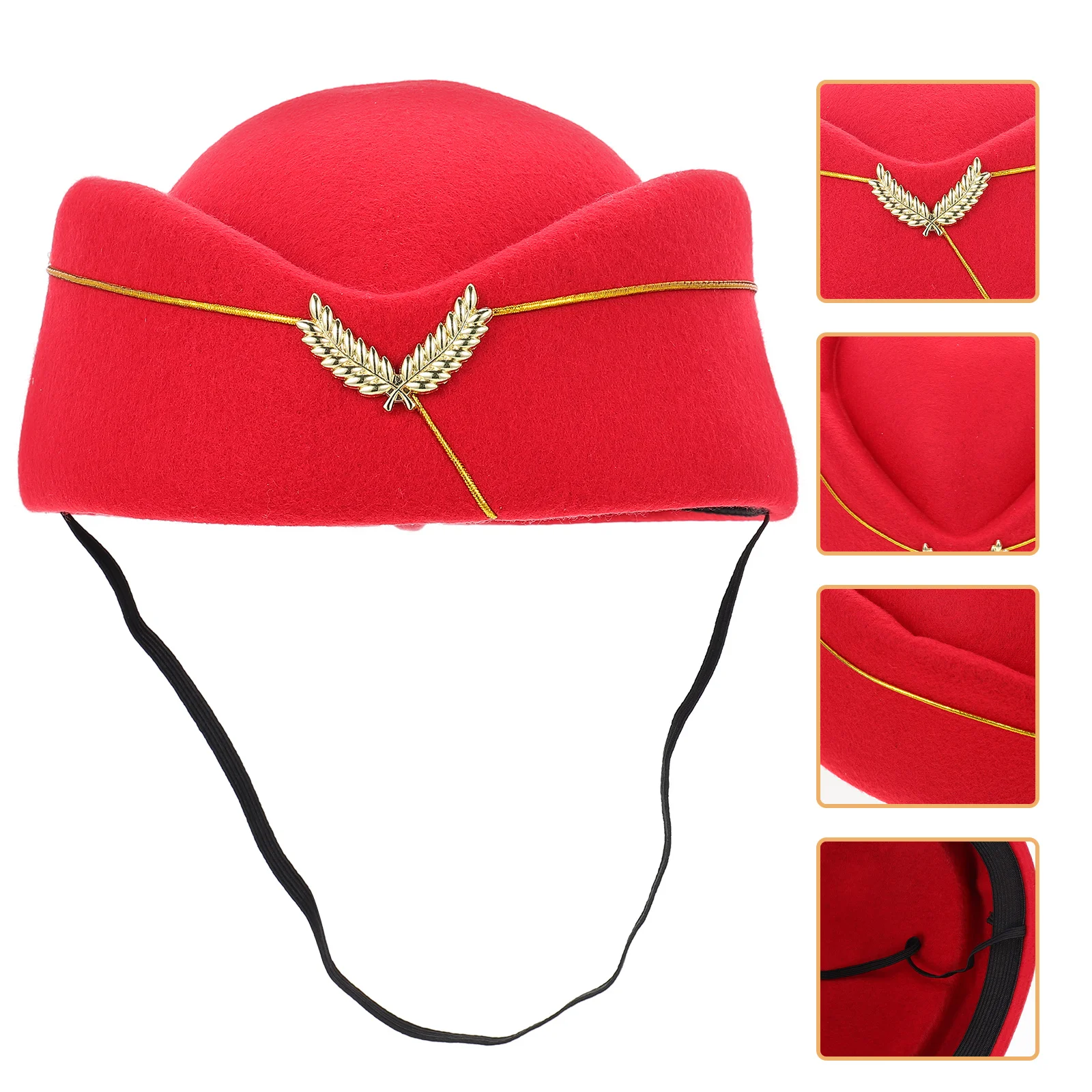 Stewardess Beret Flight Attendant เครื่องแต่งกายสายการบินหมวกเด็กวัยหัดเดินหมวกริบบิ้นของเล่น Felt Woolen Decor ผู้หญิงหมวกหมวก