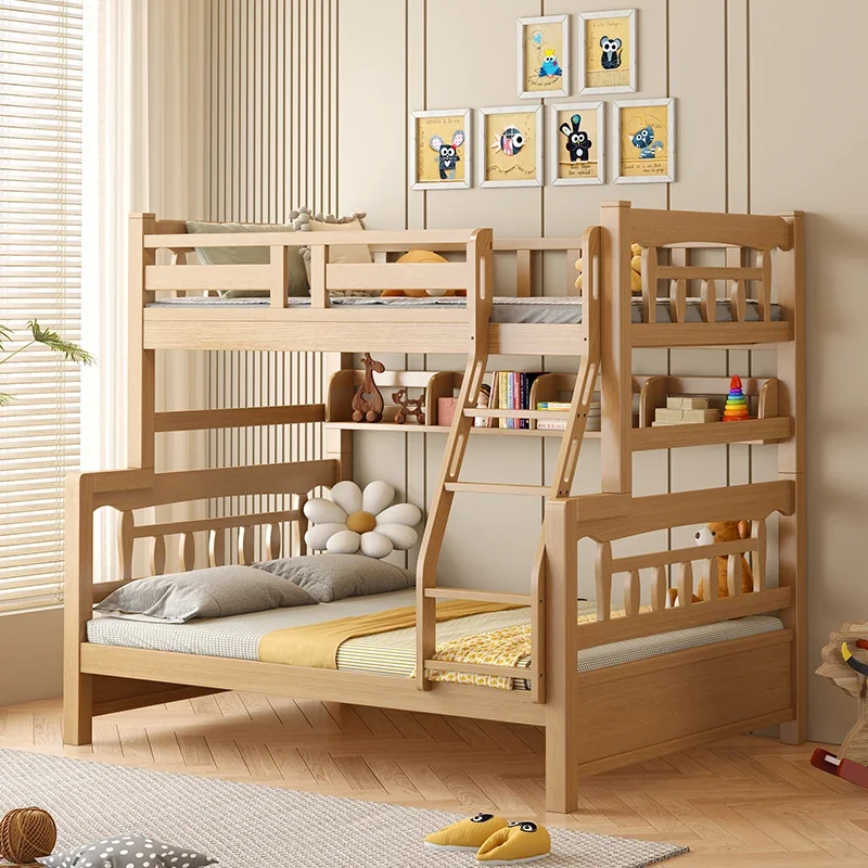 All solid wood children's bed bunk bed beech high and low child and mother bed small apartment girl boy sister storage