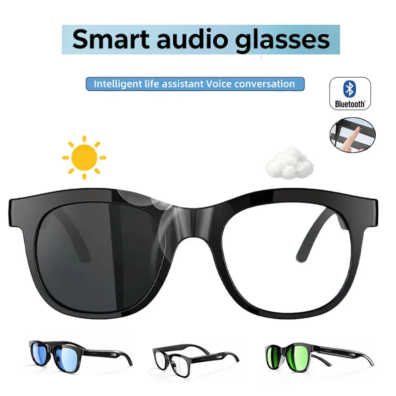 

Headphones Wireless Smart Glasses 2026 Photosensitive Color Change Bluetooth Voice Calls Control Music UV Polarized Sunglasses