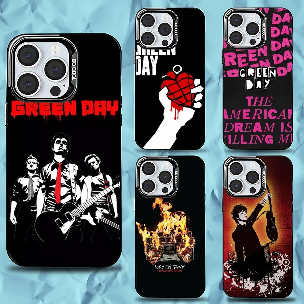 

G-Green Day Band Phone Case For iPhone 16,15,14,13,12,11,Pro,Max,Plus,Mini,XS,SE Anti Fall Black Matte Hard Bumper