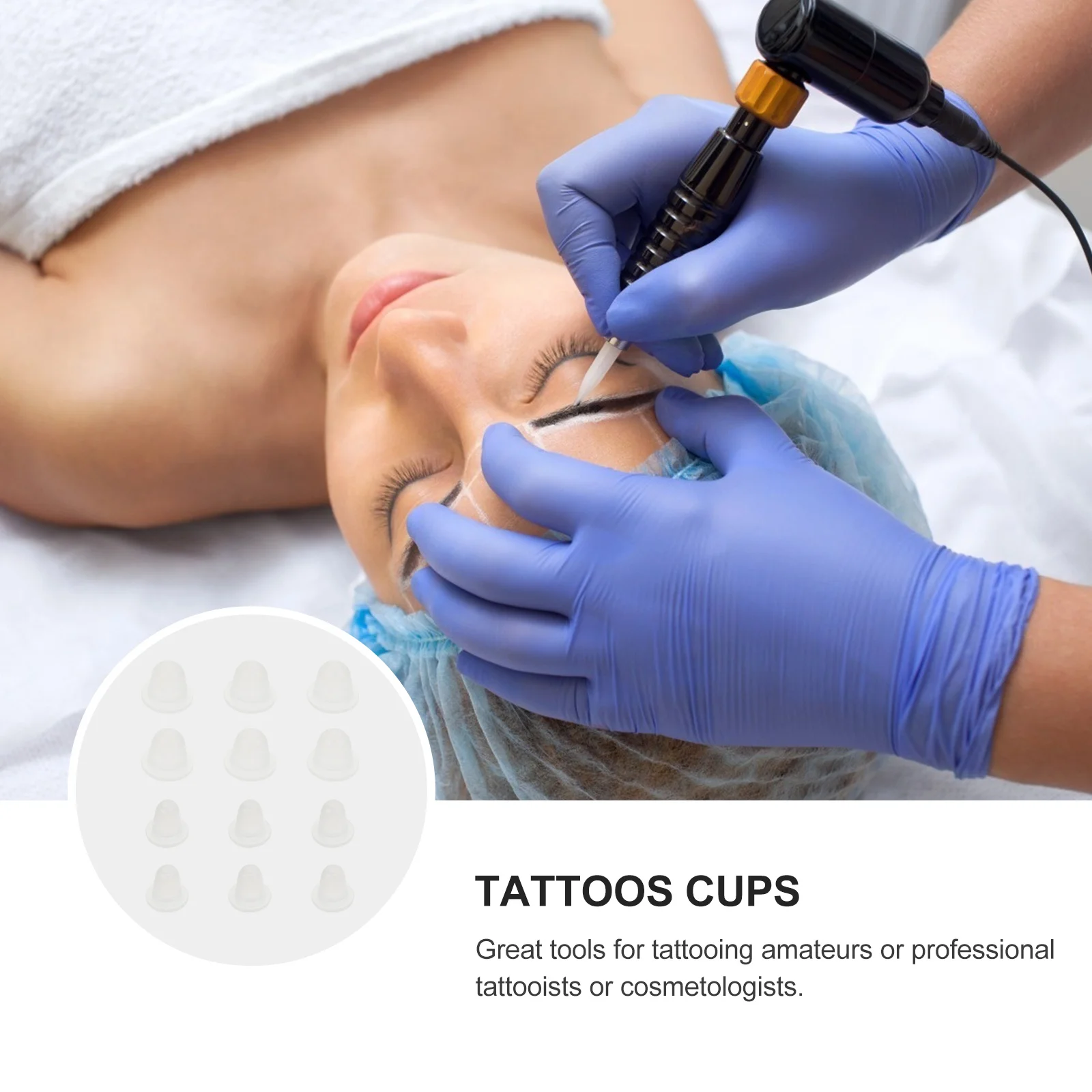 

200pcs Silicone Pigment Cups U-Shape Waterproof Tattoo Ink Containers Portable For Artists Beginners Tattoo Supplies Kits