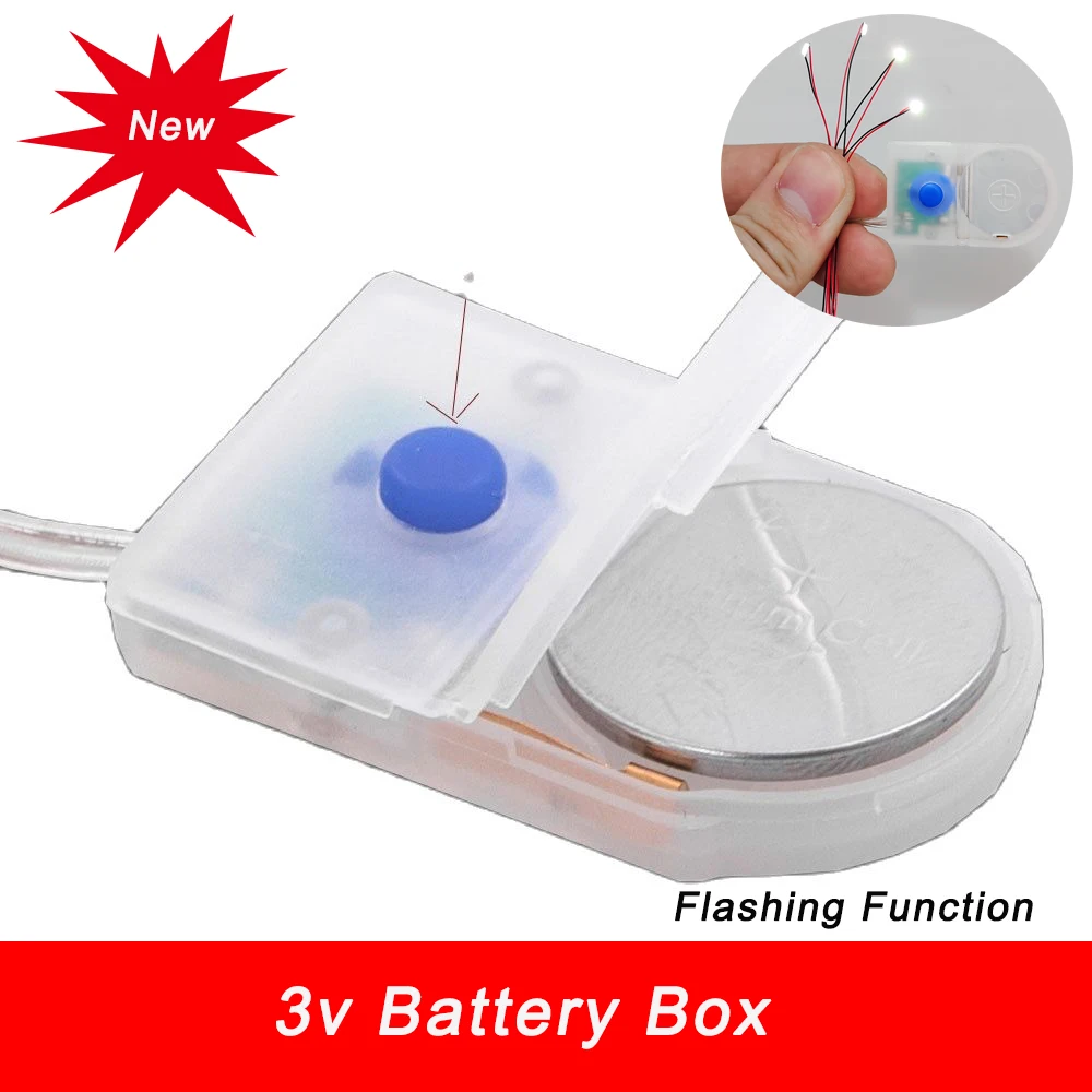 1pc 3V Battery Box 3Modes CR2032 Button Coin Cell Battery Socket Holder Case Cover with On-Off Switch Without Battery