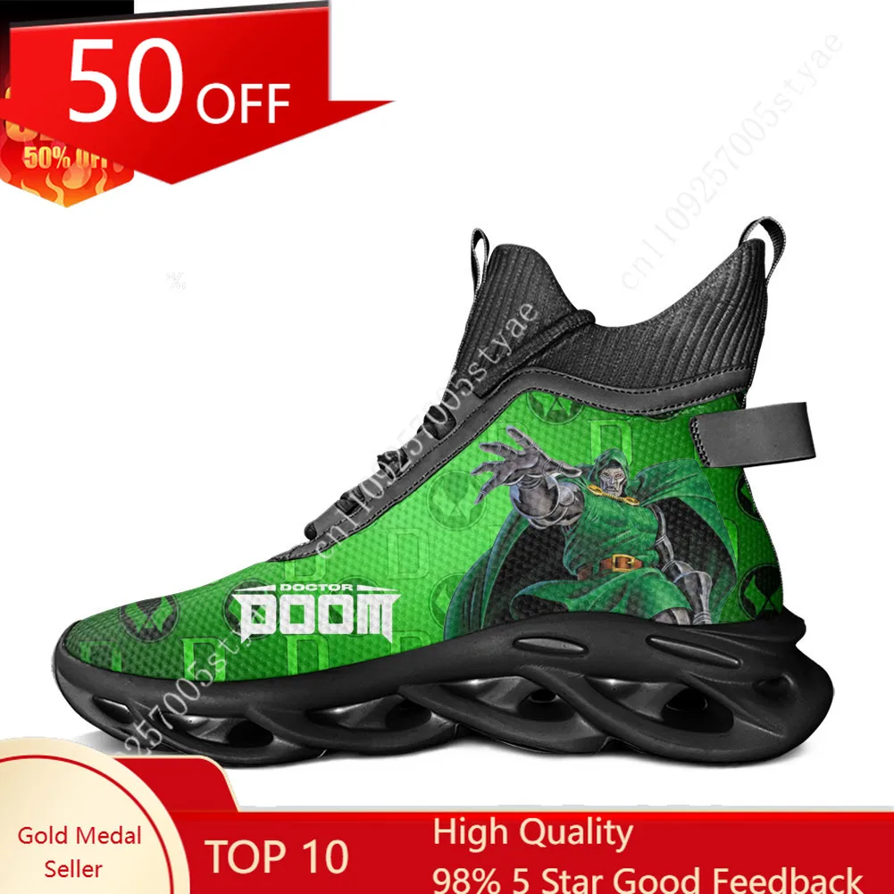 Marvel Doctor Doom High Top Flats Sneakers High-Quality Personalized Custom Casual, Athletic Running Shoes for Men Women