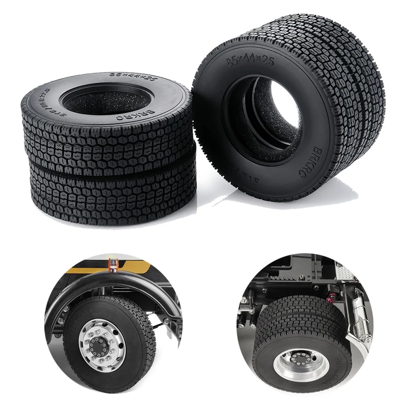 

RCGOFOLLOW Front&Rear Rubber Tyres Wheel Rims Tires 25/22.5MM for Tamiya 1:14 RC Trailer Tractor Truck LMT 4WD RC Upgrade Parts