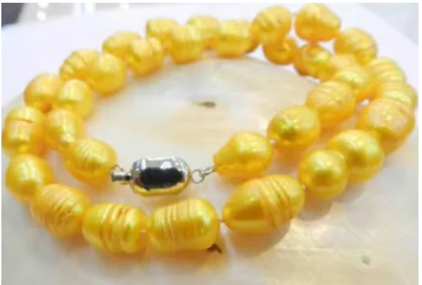 real natural 10-11mm big NEW YELLOW EN NATURAL TAHITIAN PEARL NECKLACE longer 18-22inch