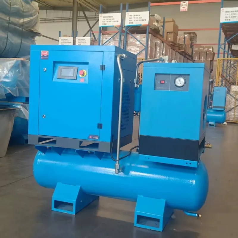 Customized 8/10/16 Bar Industrial Air Compressor End Compressor Air Rotary Screw Air Compressors With 340l Tank For Ca