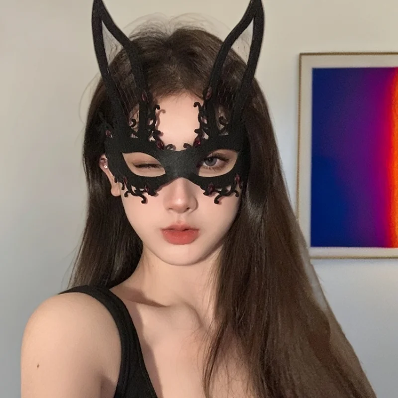 Halloween Mask Cosplay Mask Black Flower Mask Mask Ball Dress Up Props Annual Meeting Half Face Mask Eye Mask Makeup Mask 2