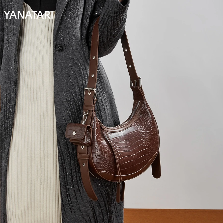 

YANATARI luxury vintage bag women genuine leather half moon bag Shoulder handbags high-end fashion Crossbody bag 2026 new model
