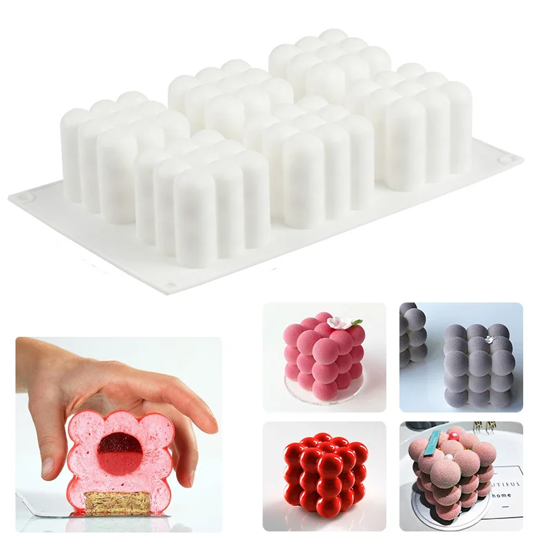 

Пузырьковая силиконовая форма для выпечки, 6 полостей, 3D кубический шар, форма для десертного мусса, торта для выпечки, сделай сам, форма для мыла, свечи