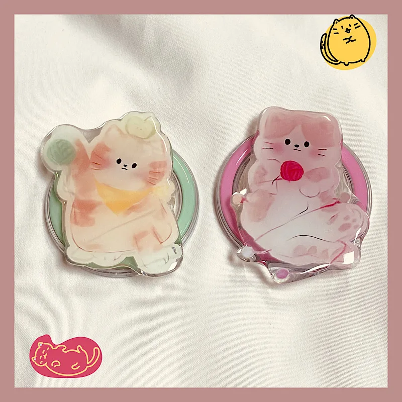 Ins – support de téléphone pliable et rétractable, chat de dessin animé, support Portable paresseux, adhésif de bureau universel pour iPhone 17 16 Samsung