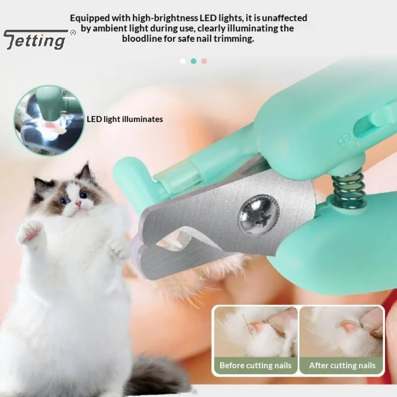 LED Light Pet Nail Clipper Professional Grooming Scissors With Light File For Dogs Cats Small Animals Paw Trimmer Anti Splatter