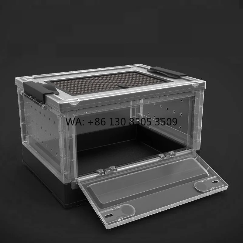 

New Design 360-Degree Viewing Transport Portable and Foldable Easy Assemble Plastic Lizard Reptile Small Snake Feeding Box
