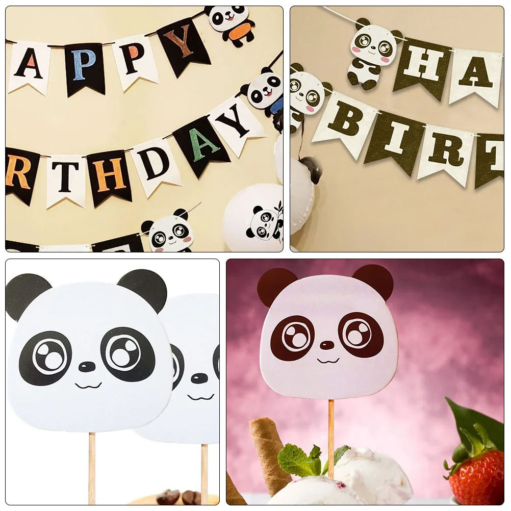 

35 Pcs Birthday Balloon Set Balloons Ornament Flag Lovely Party Accessories Flags Panda Banner