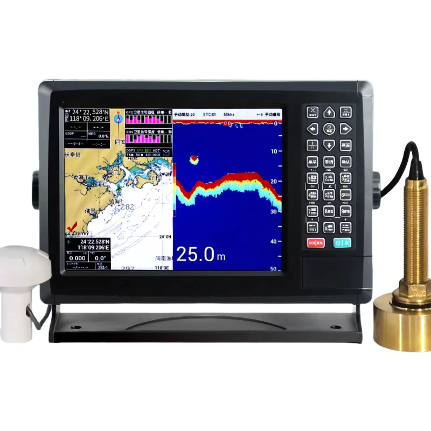 Xinnuo XF-1069GF 10 polegadas Peixe 3-em-1 GPS marinho Navegação por satélite Chartplotter Fornecimento marinho essencial