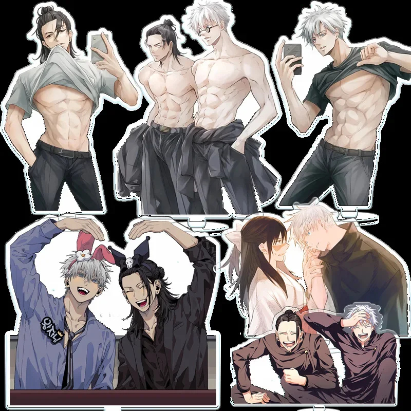 

15cm Anime Gojo Satoru Fushiguro Megumi Muscular Acrylic Standing Card Kawaii Peripheral Hobby Collectibles Table Decoration