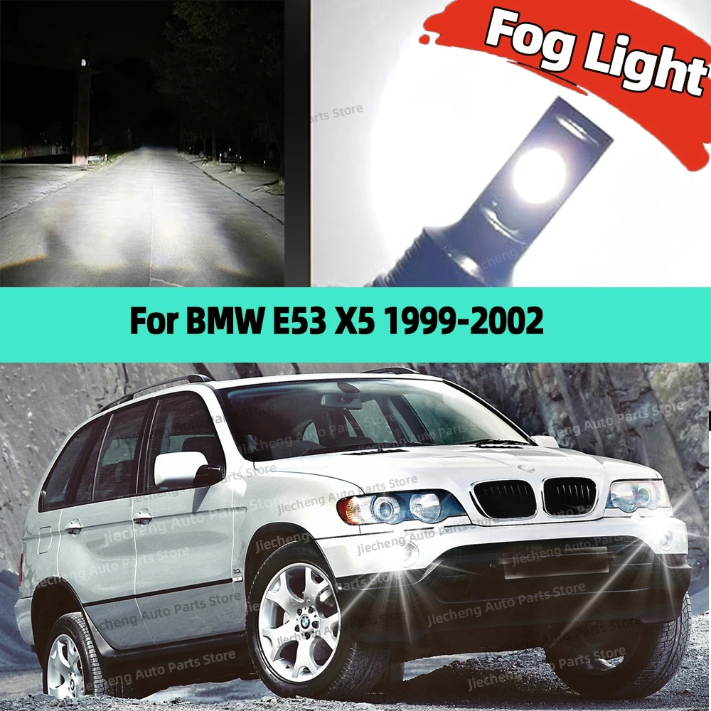 

2Pcs Led Bulb Auto Fog Light 6000K White Lamp 25000LM For BMW E53 X5 1999 2000 2001 2002 Plug and Play Anti-Glare