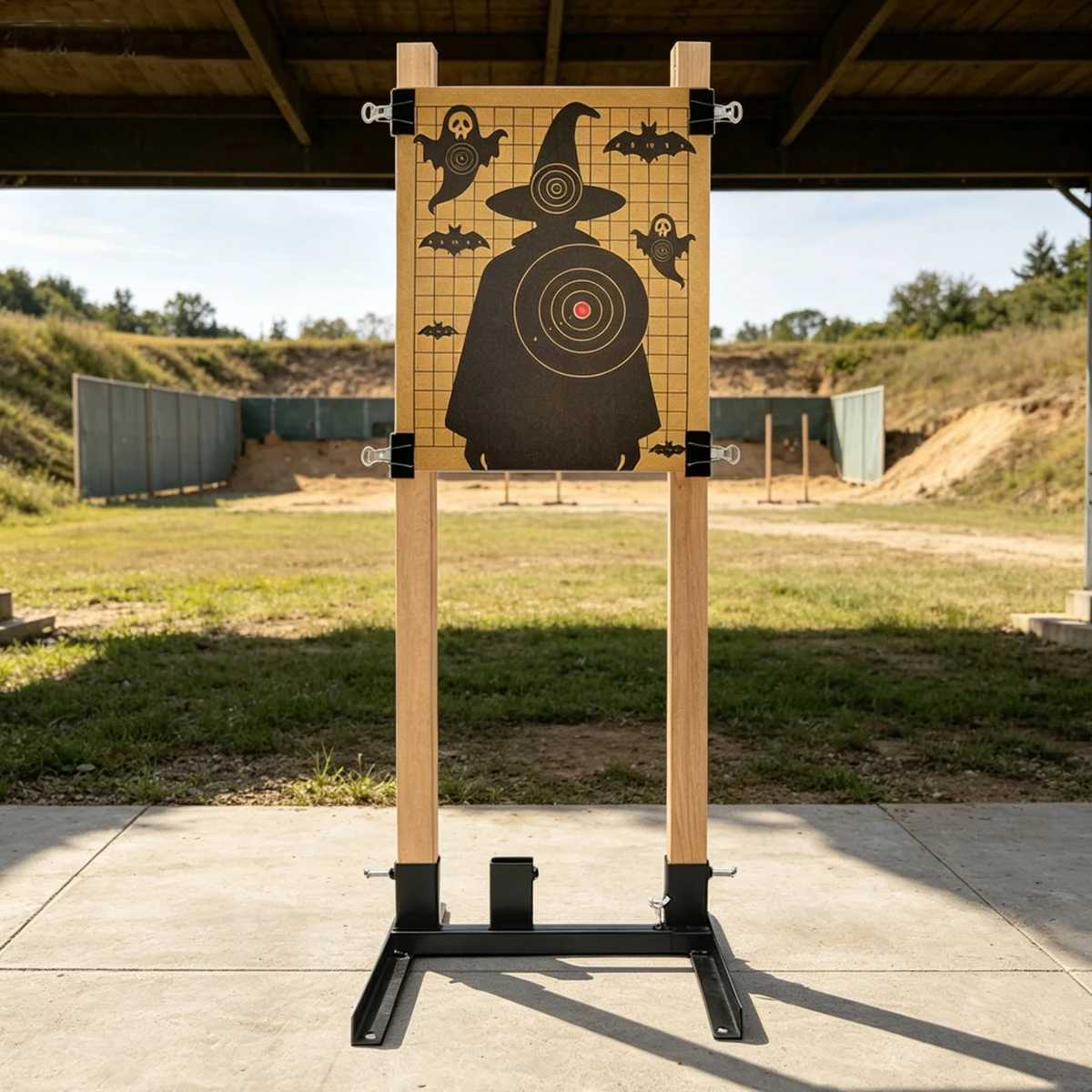 6‑24 Inch Adjustable Stainless Steel Shooting Target Stand, for Indoor & Outdoor Use, Comes with 10 Corrugated Paper Target.